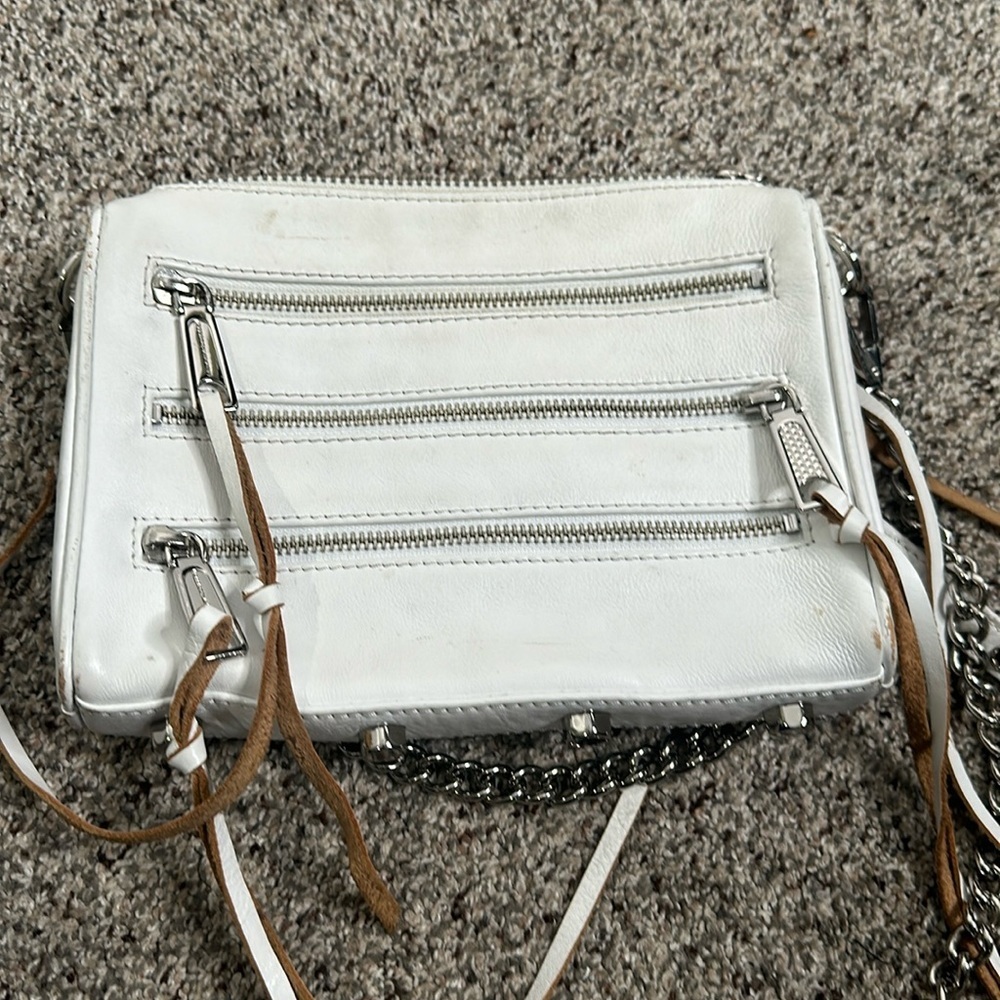 Rebecca monk off white leather cross body